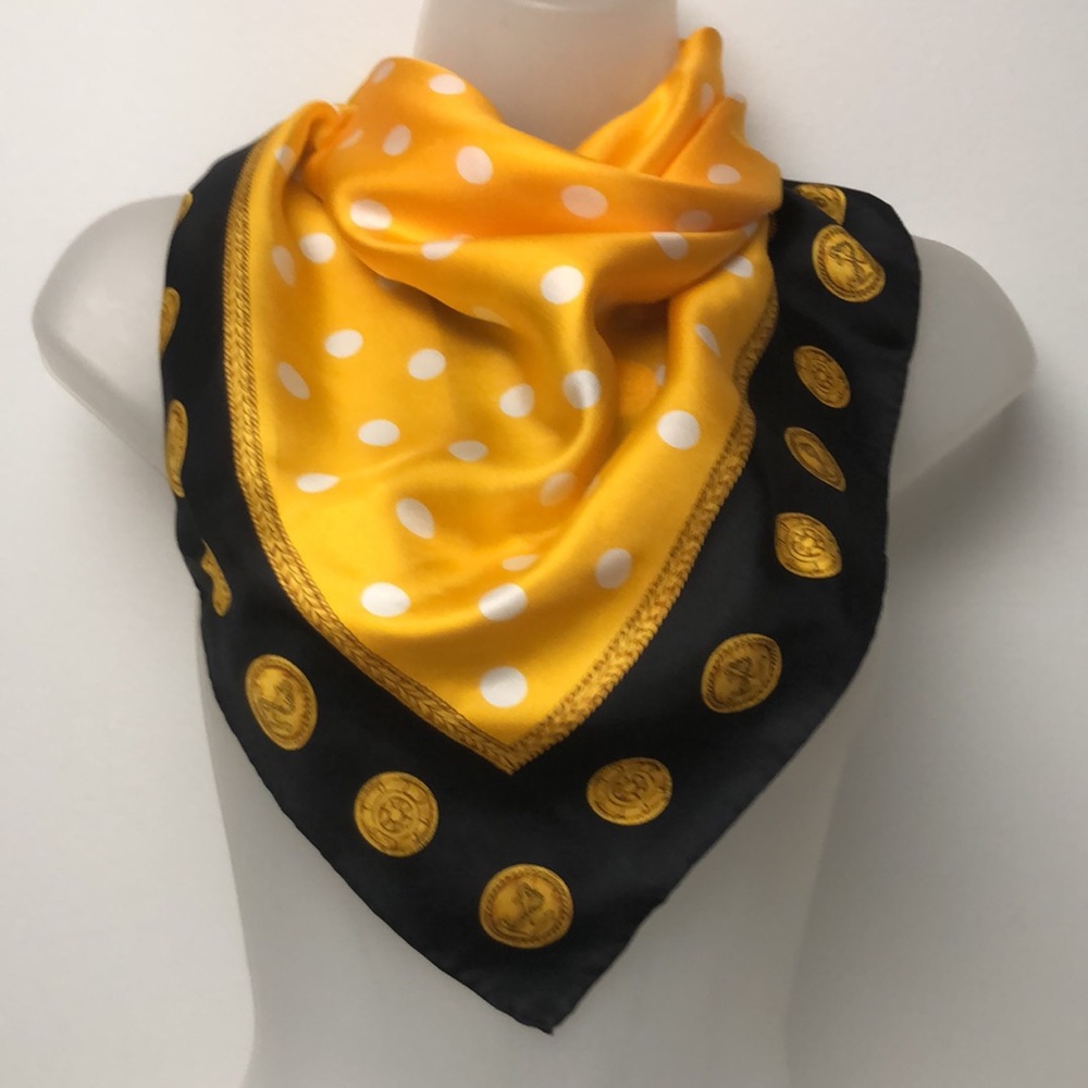 VTG Echo Eye catching Square Silk Scarf Polka dot/Nautical Pattern Border.